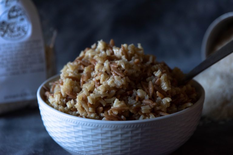 white ceramic bowl with brown food