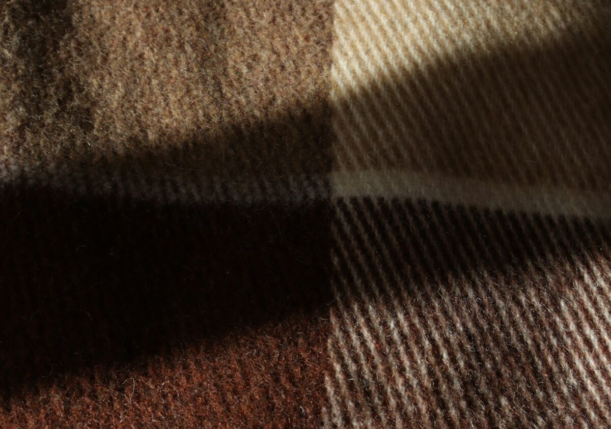 A close up of a blanket with a check pattern